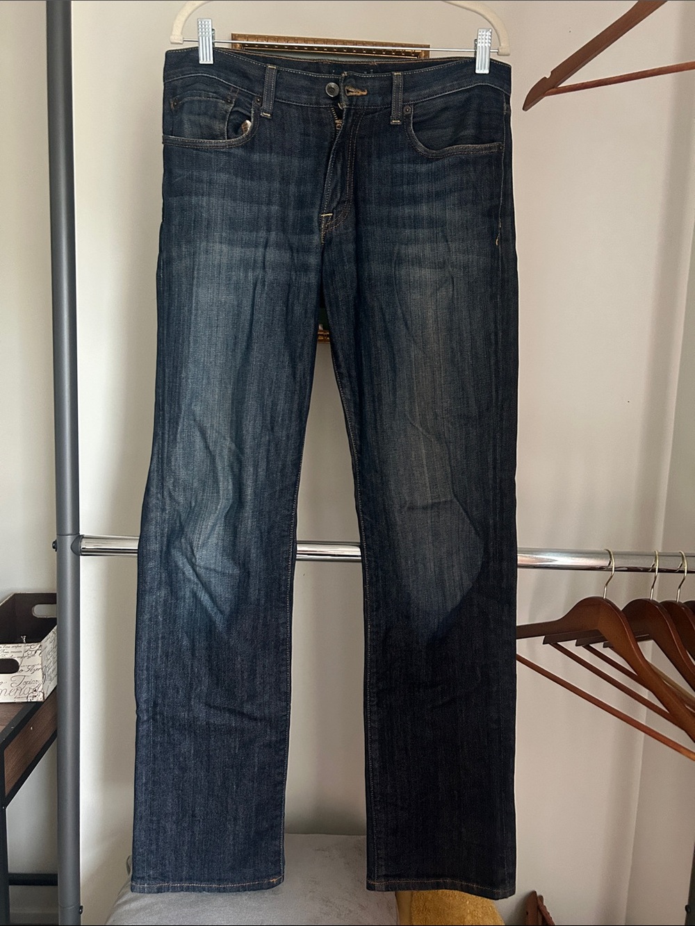 Men's W 32 L 34 221 original straight Dark Blue Italian denim Jeans